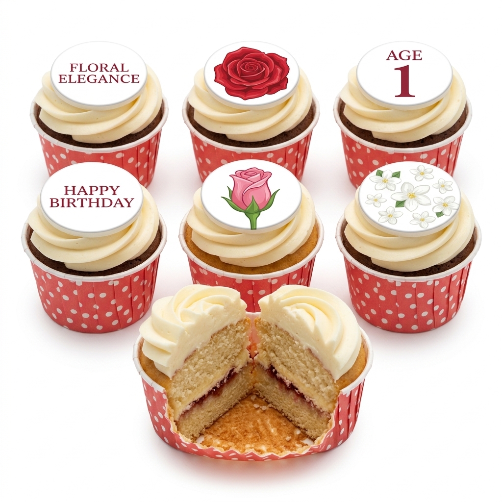 Elegant Floral Birthday Cupcakes