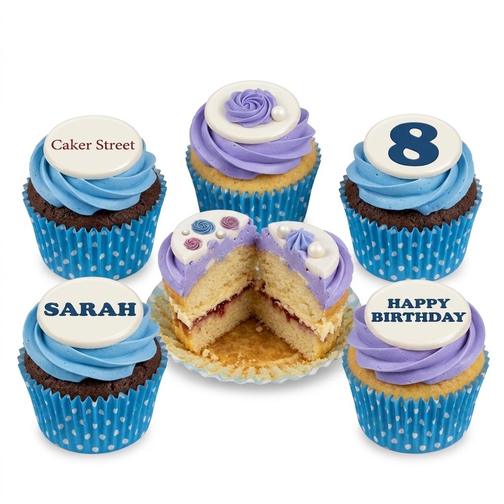 Kids Birthday Cupcakes with Custom Age & Name Toppers