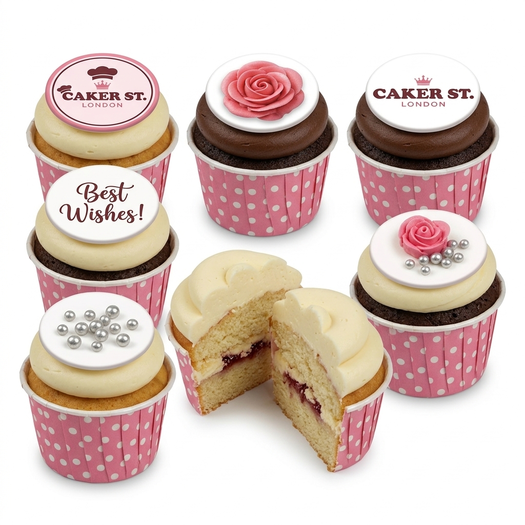 Elegant Rose & Pearl Floral Birthday Cupcakes