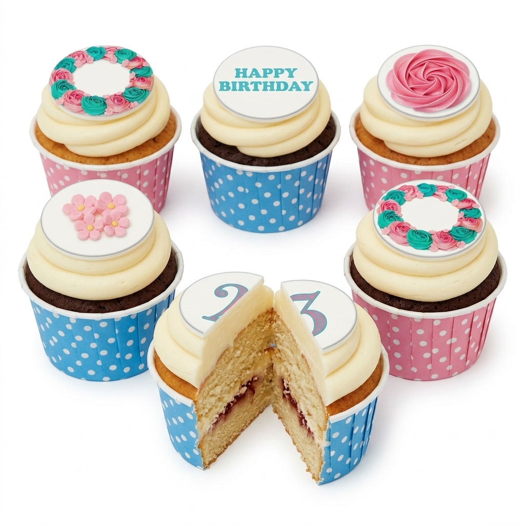 Elegant Floral Birthday Cupcakes with Custom Age Toppers