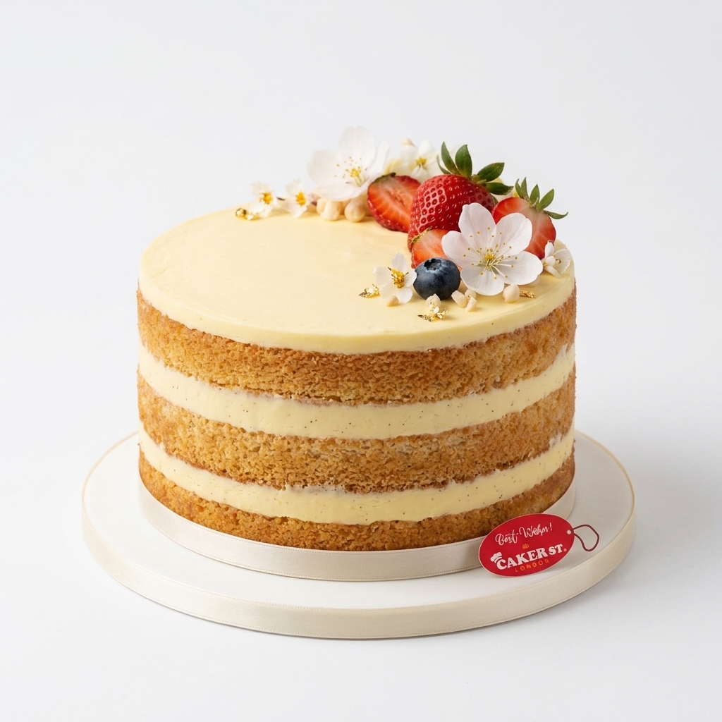 Elegant Floral & Fresh Fruit Naked Birthday Cake