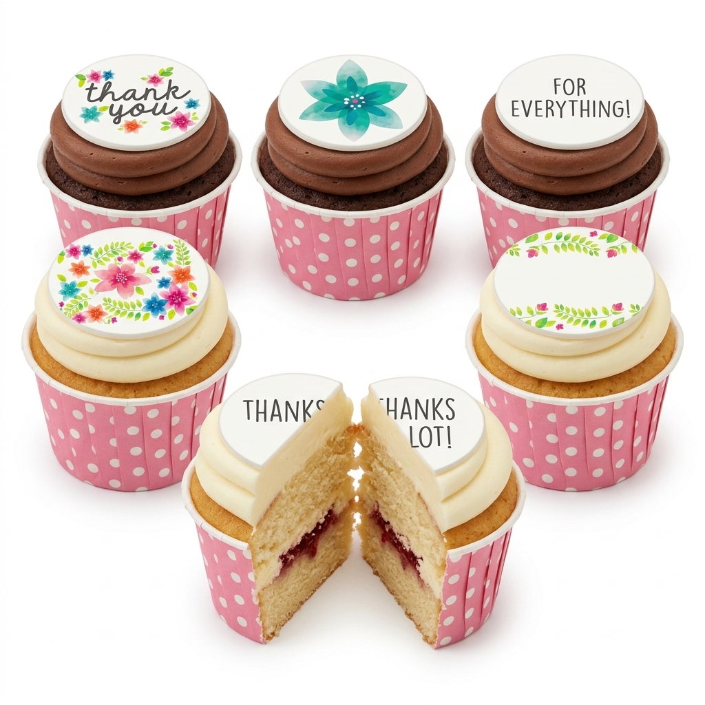 Floral Thank You Cupcakes with Custom Message