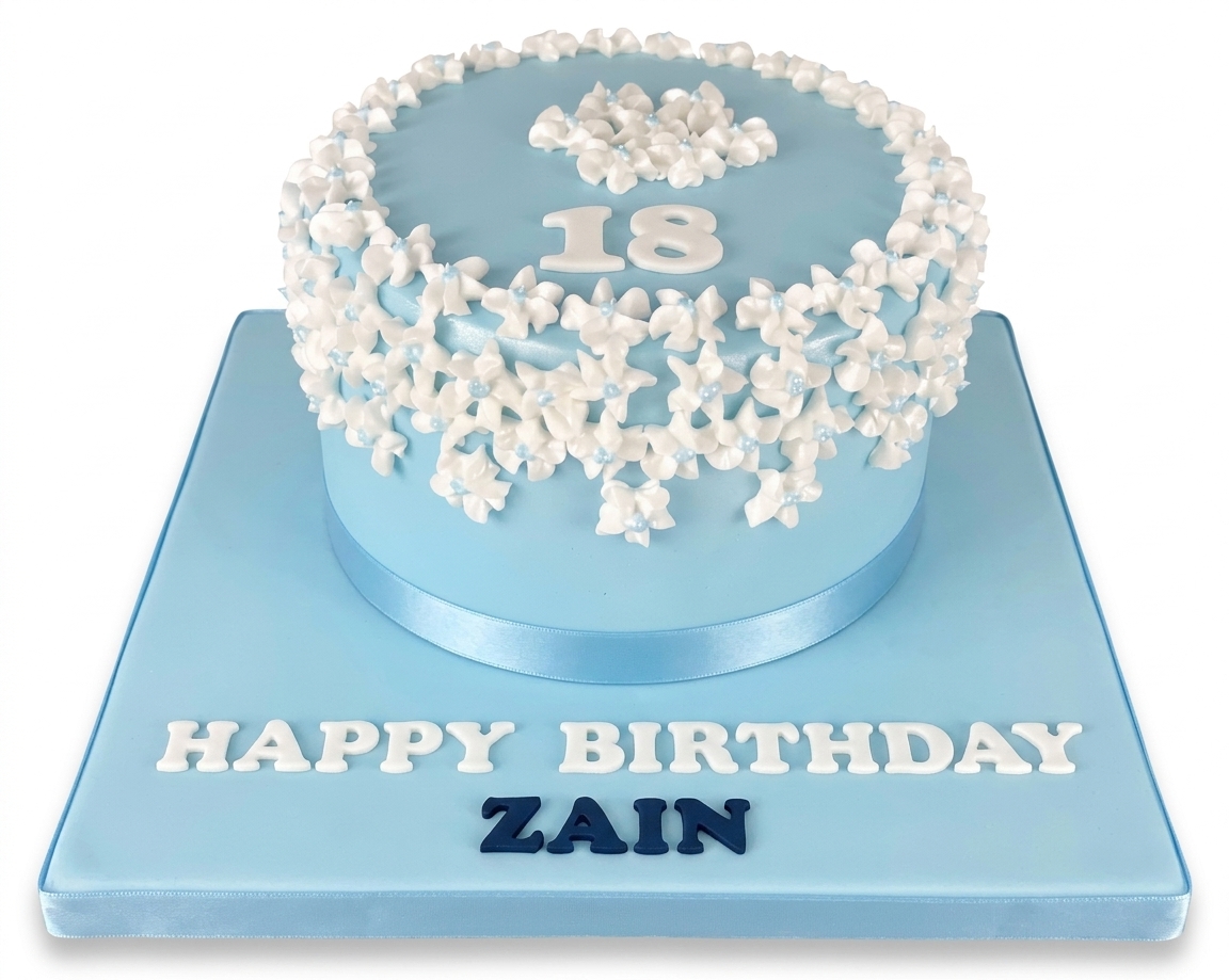 Blue Floral Birthday Cake for Him