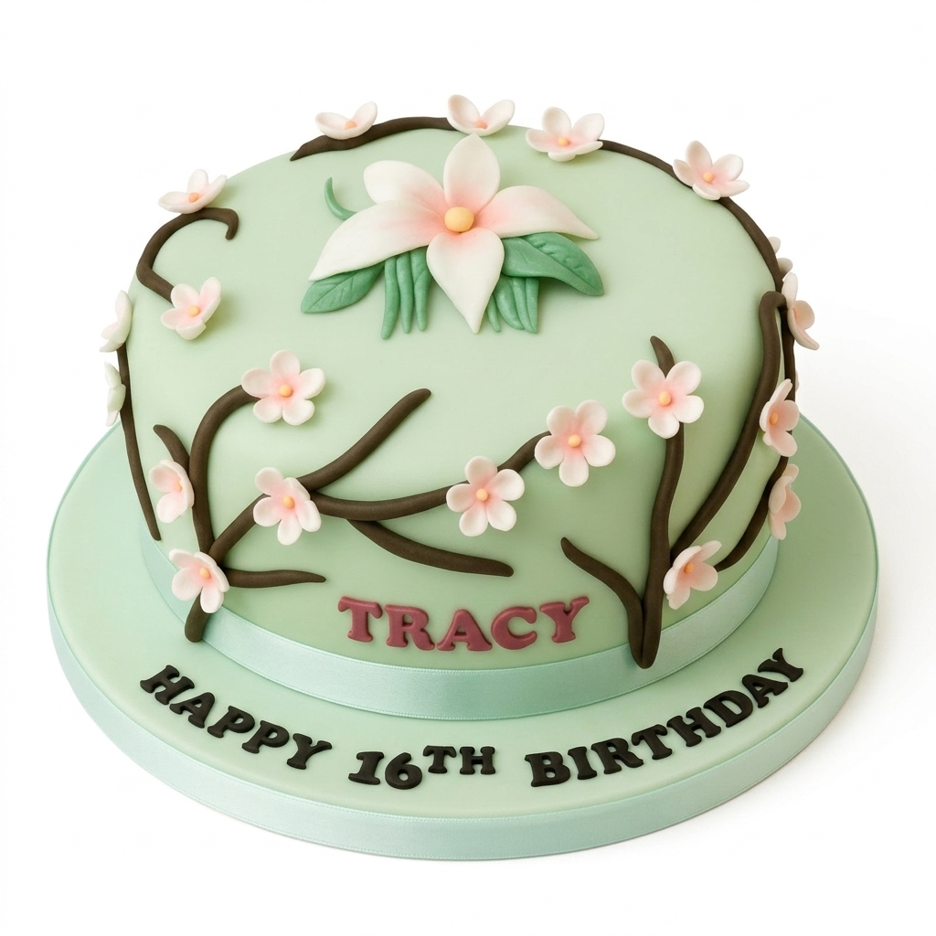 Cherry Blossom Floral Birthday Cake