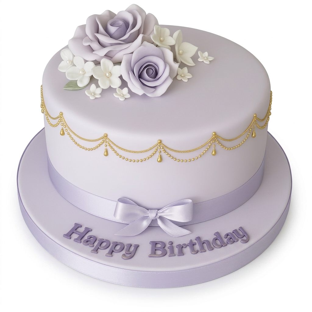Lavender Floral Birthday Cake for Her