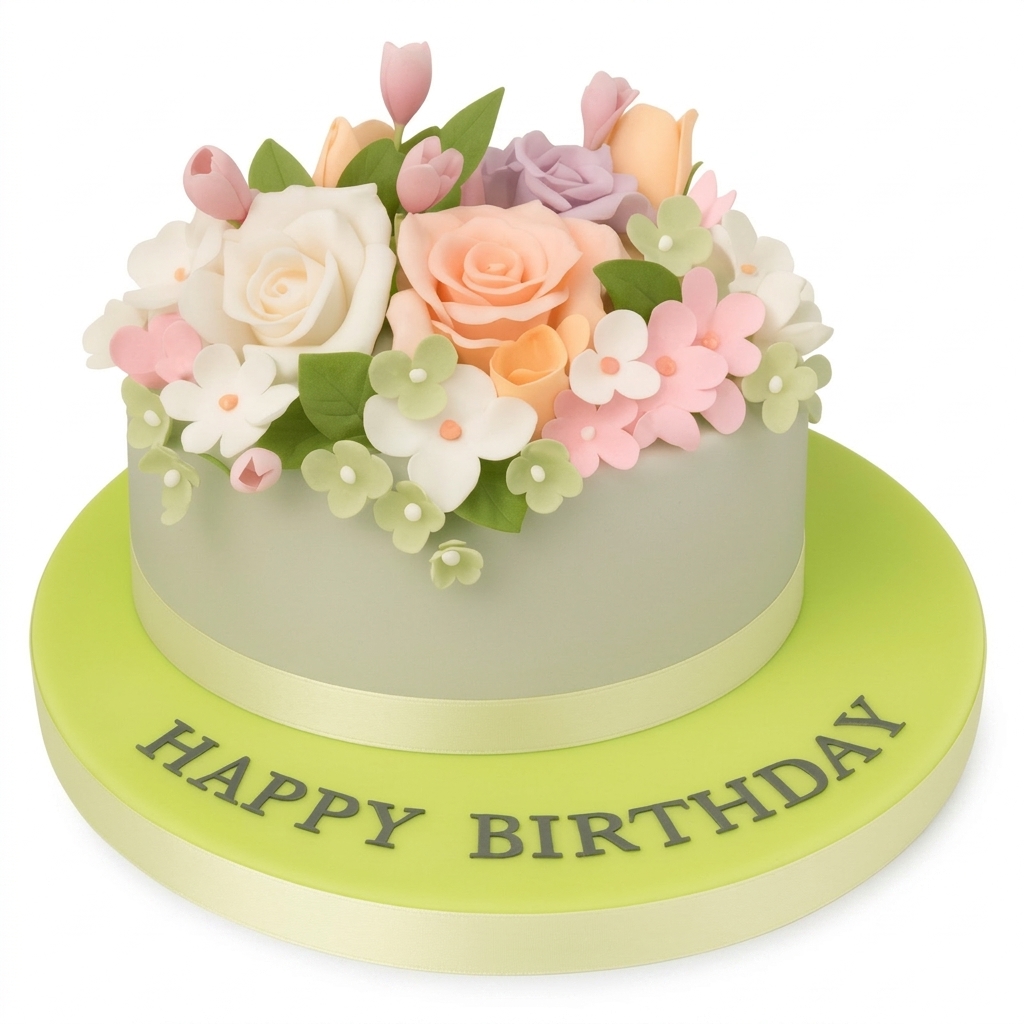 Elegant Floral Birthday Cake for Her