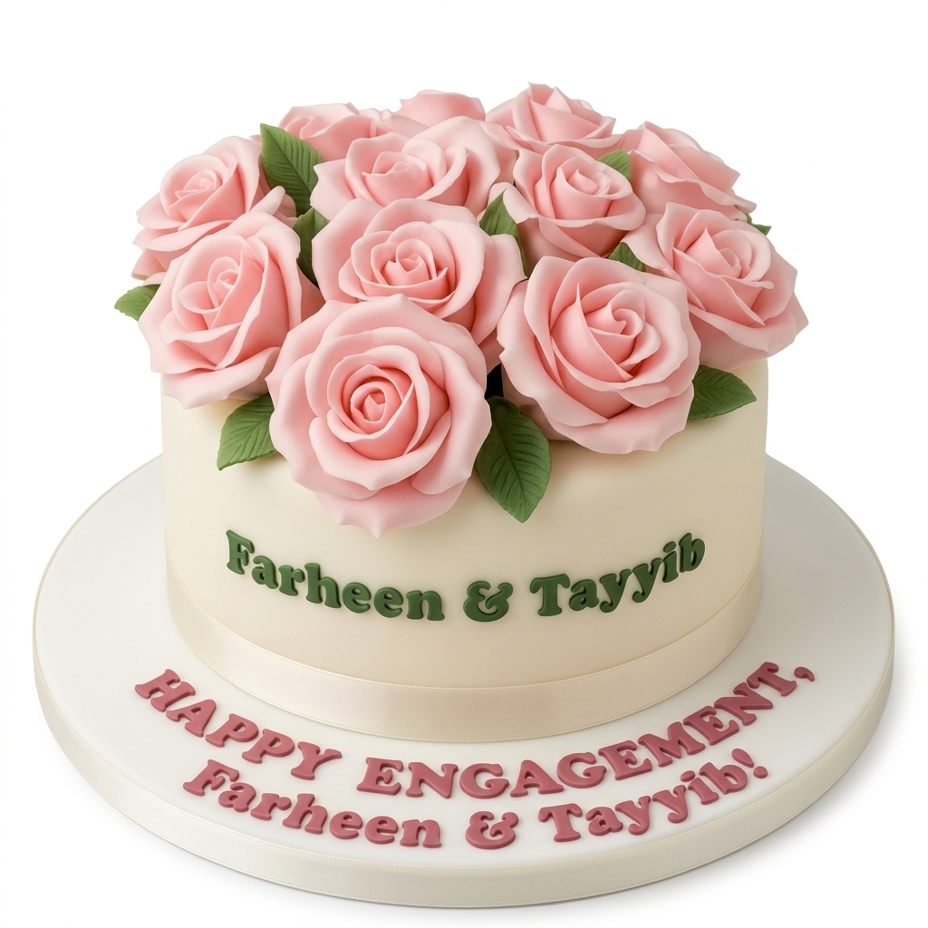 Floral Rose Engagement Cake