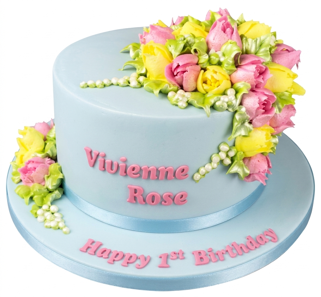 Kids Floral Birthday Cake with Buttercream Flowers