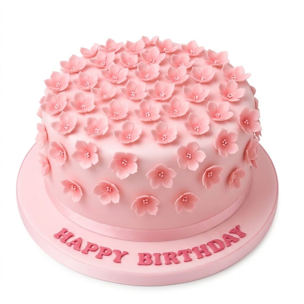 Pink Floral Birthday Cake for Her
