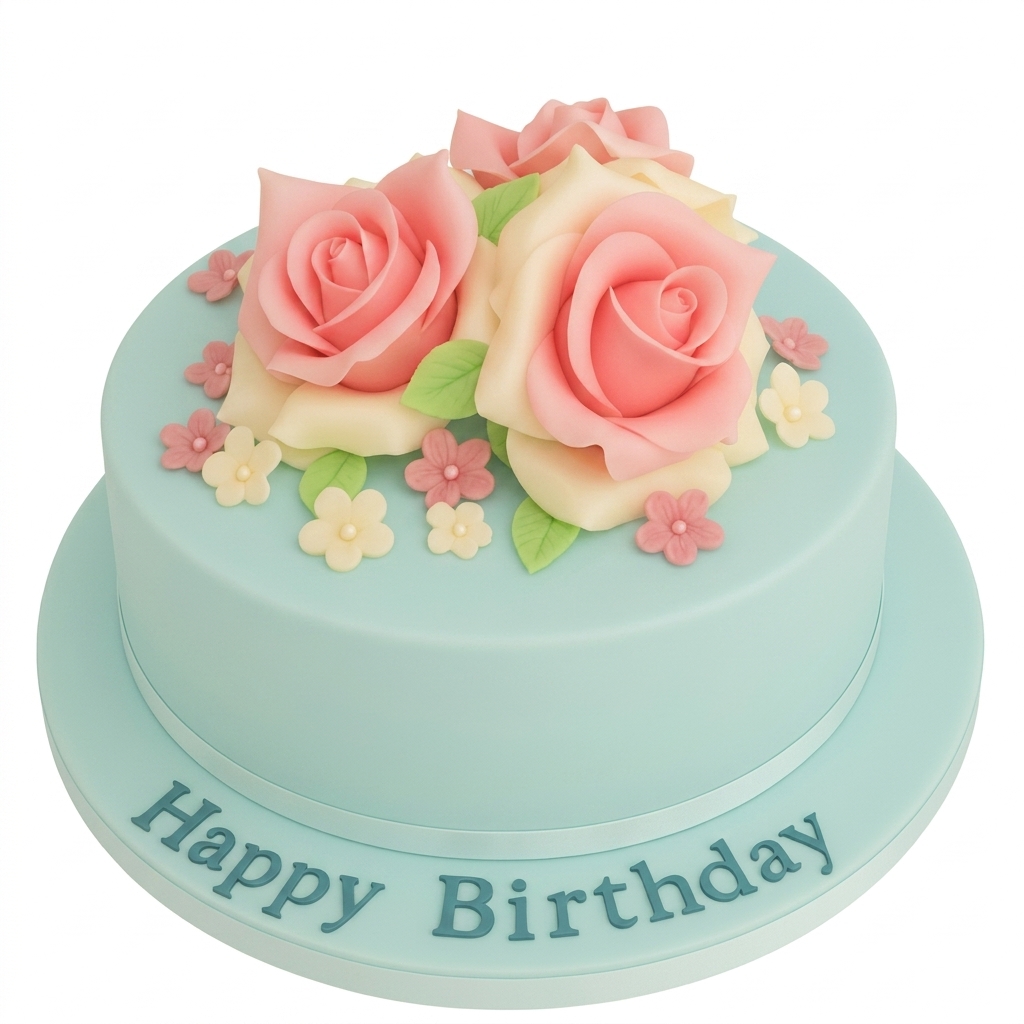 Elegant Floral Birthday Cake for Her