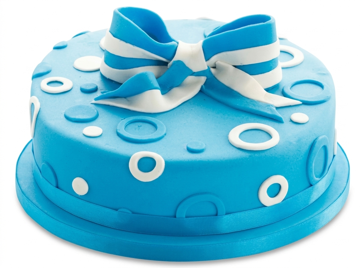 Blue Bow & Dots Birthday Cake for Boys