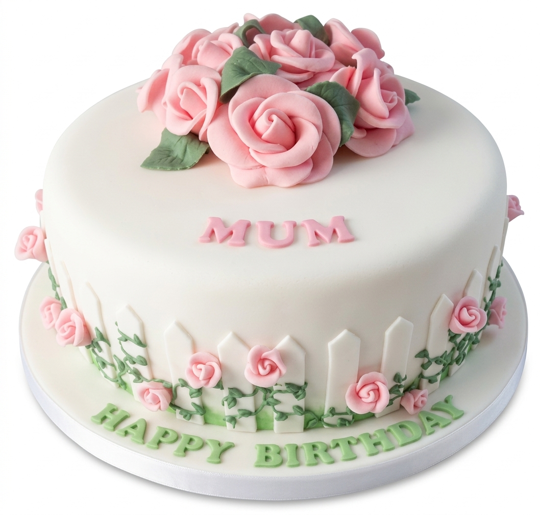 Floral Rose Garden Birthday Cake for Mum