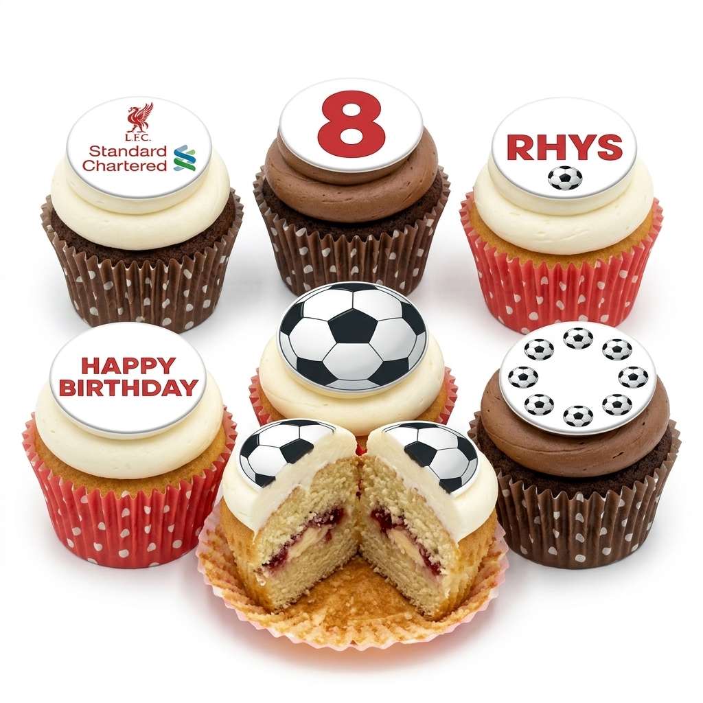 Football Birthday Cupcakes with Custom Age & Name