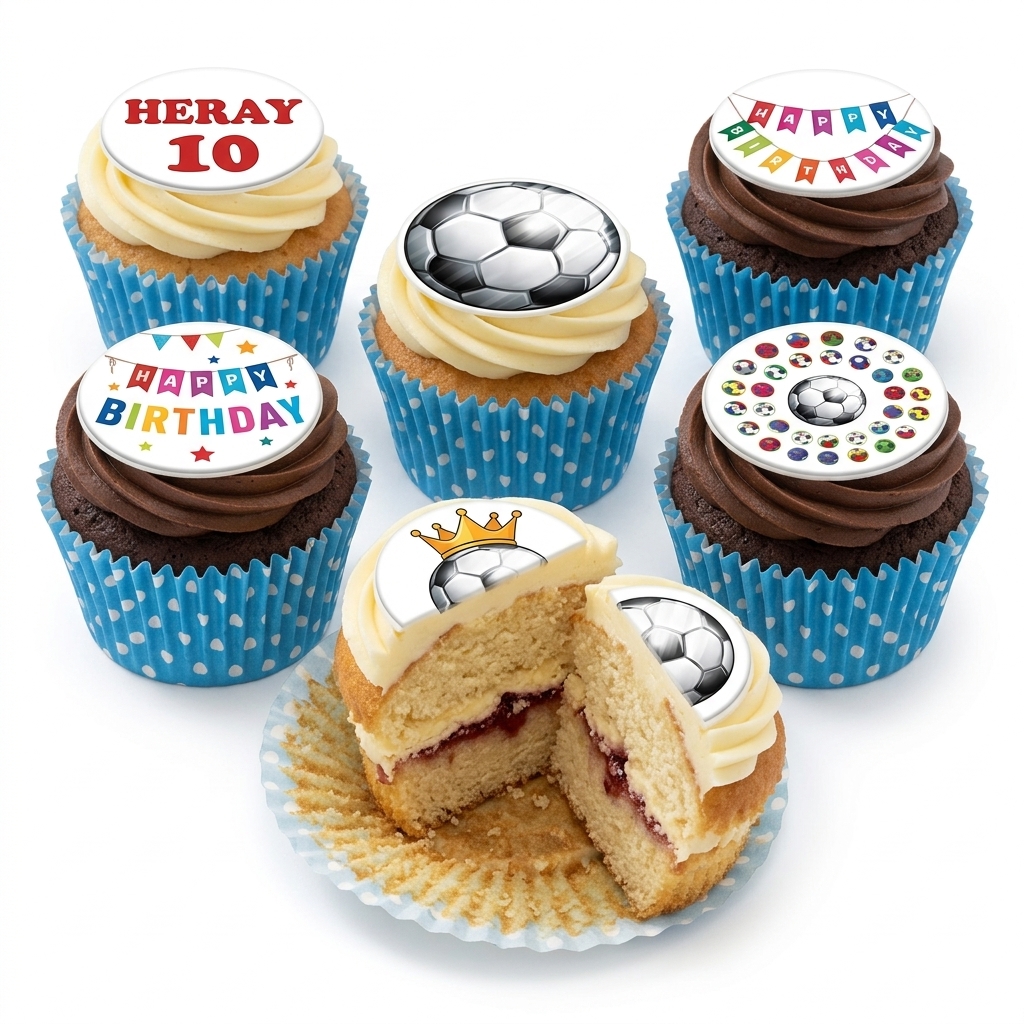 Football Theme Birthday Cupcakes with Custom Age