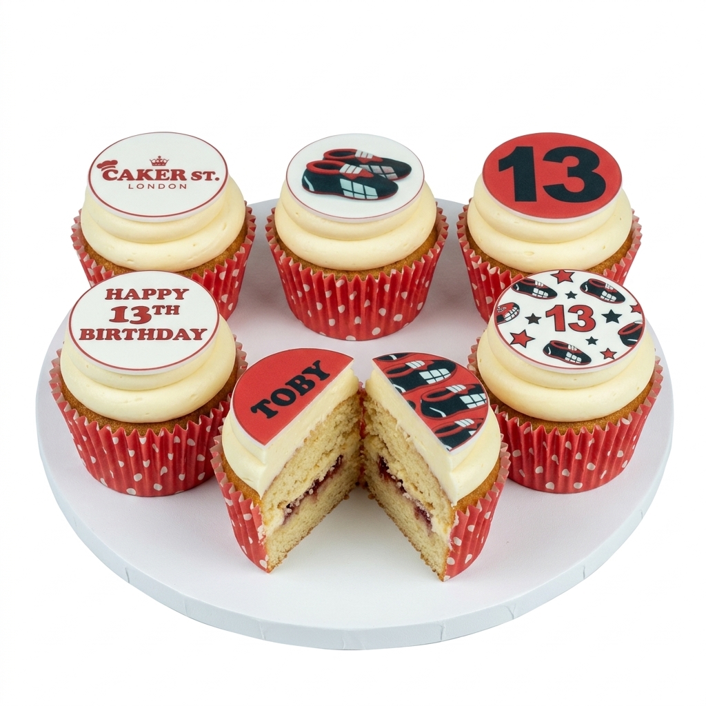 Football Birthday Cupcakes with Custom Age & Name