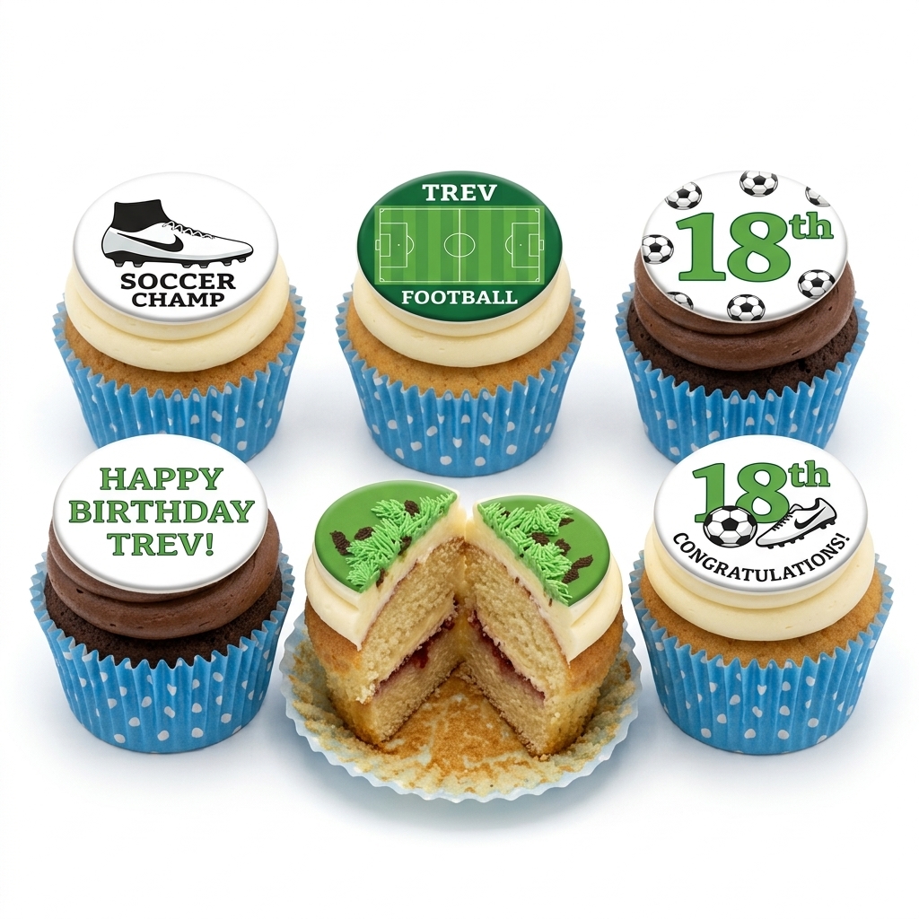 Football Birthday Cupcakes with Custom Age Topper