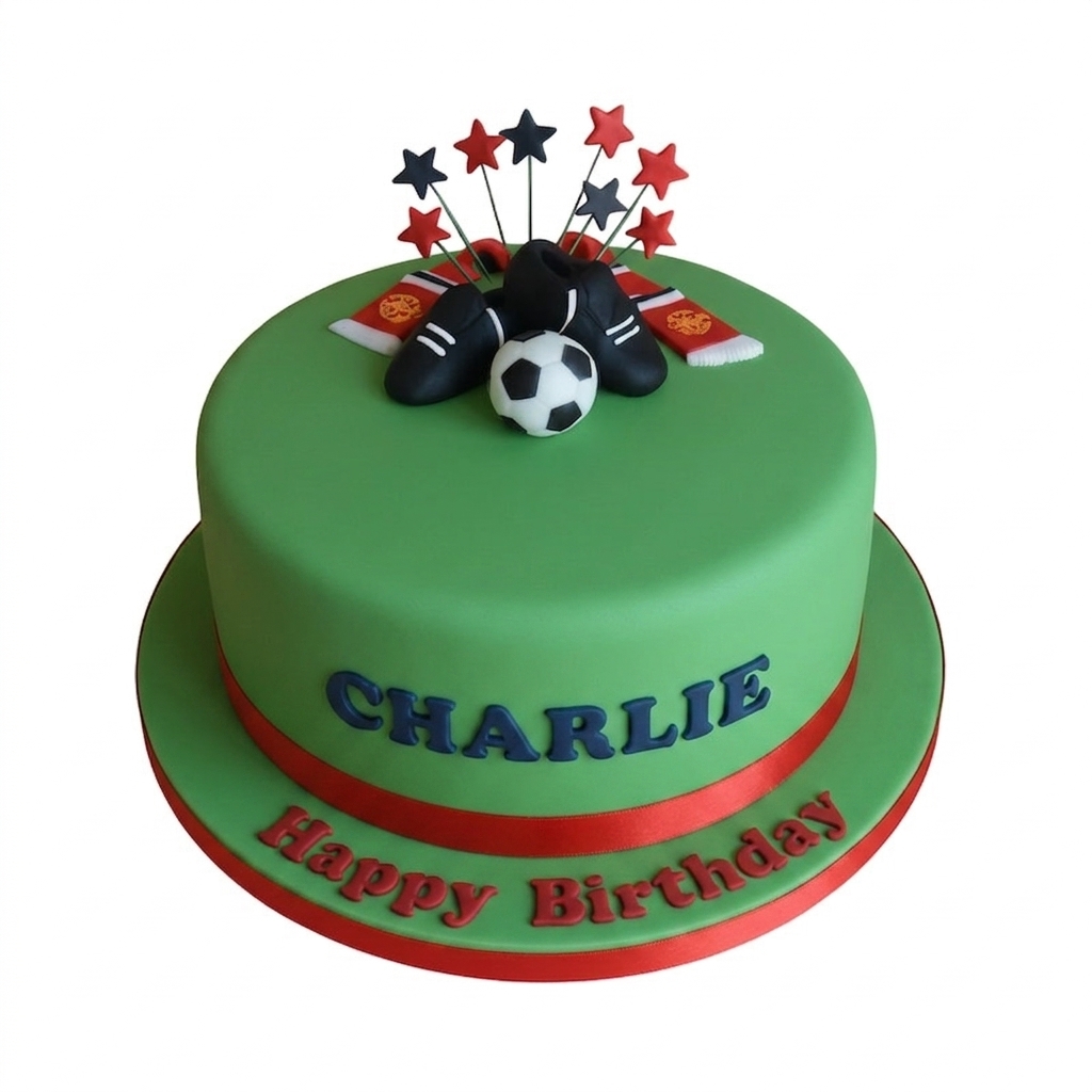 Football Theme Birthday Cake with Boots & Ball