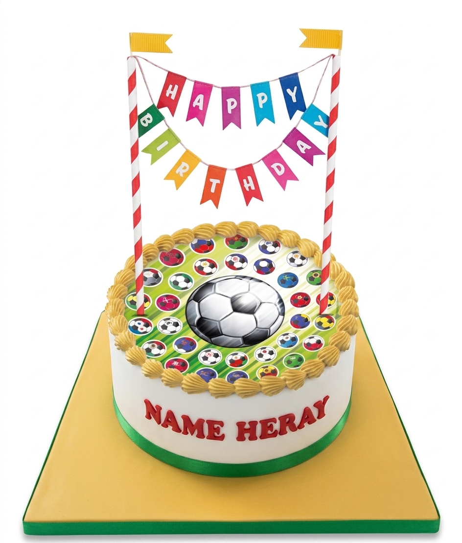 Football Birthday Cake with Personalised Name