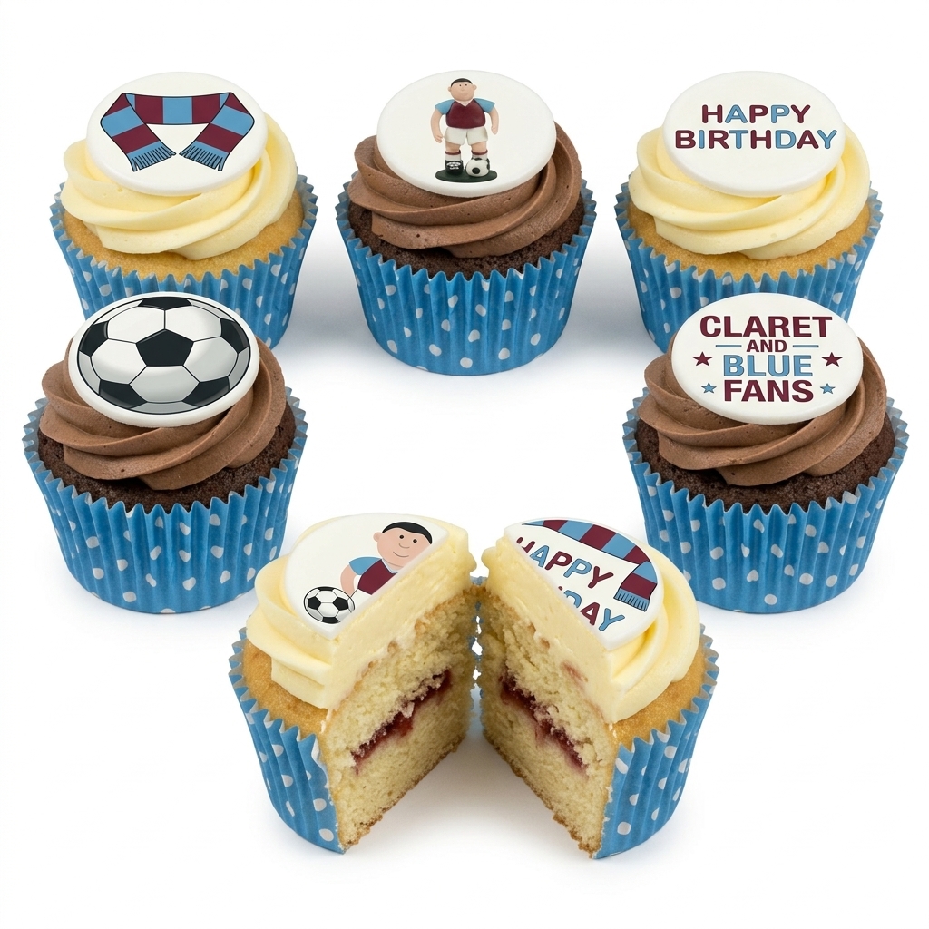 Claret and Blue Football Birthday Cupcakes