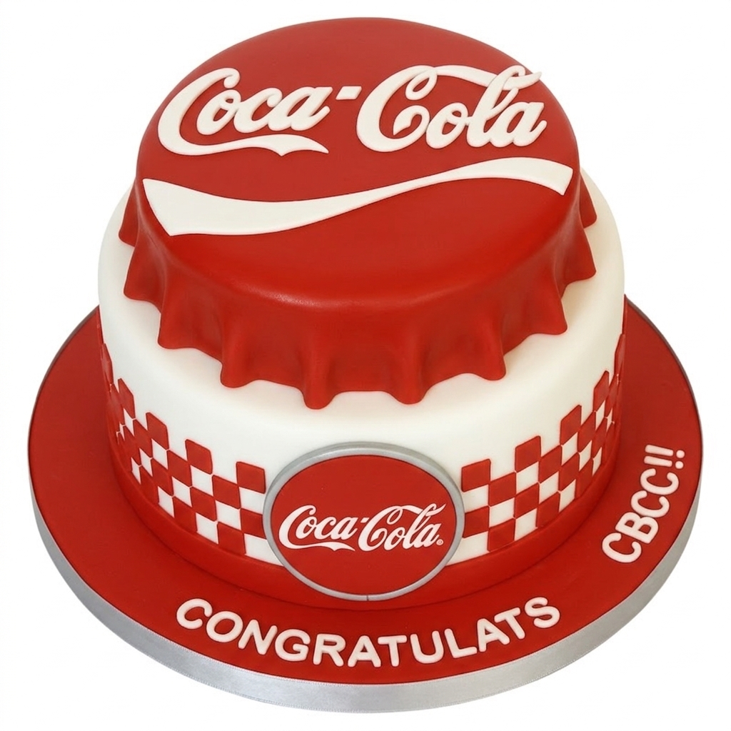 Coca-Cola Bottle Cap Theme Birthday Cake