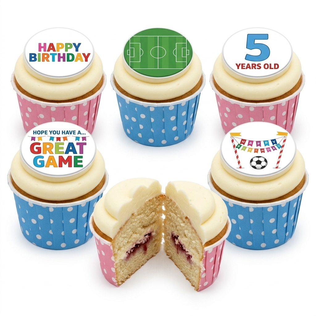 Football Birthday Cupcakes with Custom Age Toppers