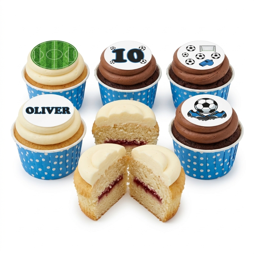 Football Theme Birthday Cupcakes with Custom Age & Name