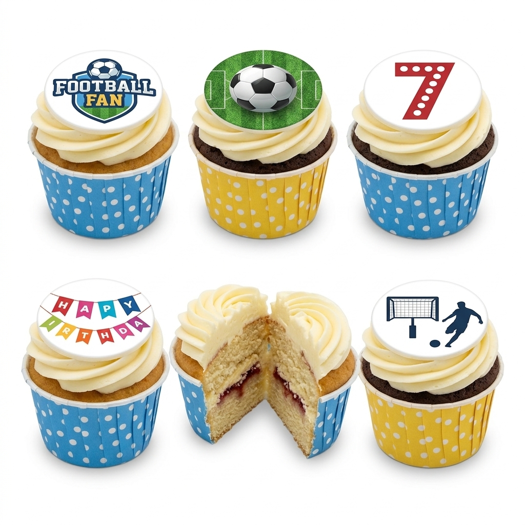 Football Theme Birthday Cupcakes with Custom Age Topper