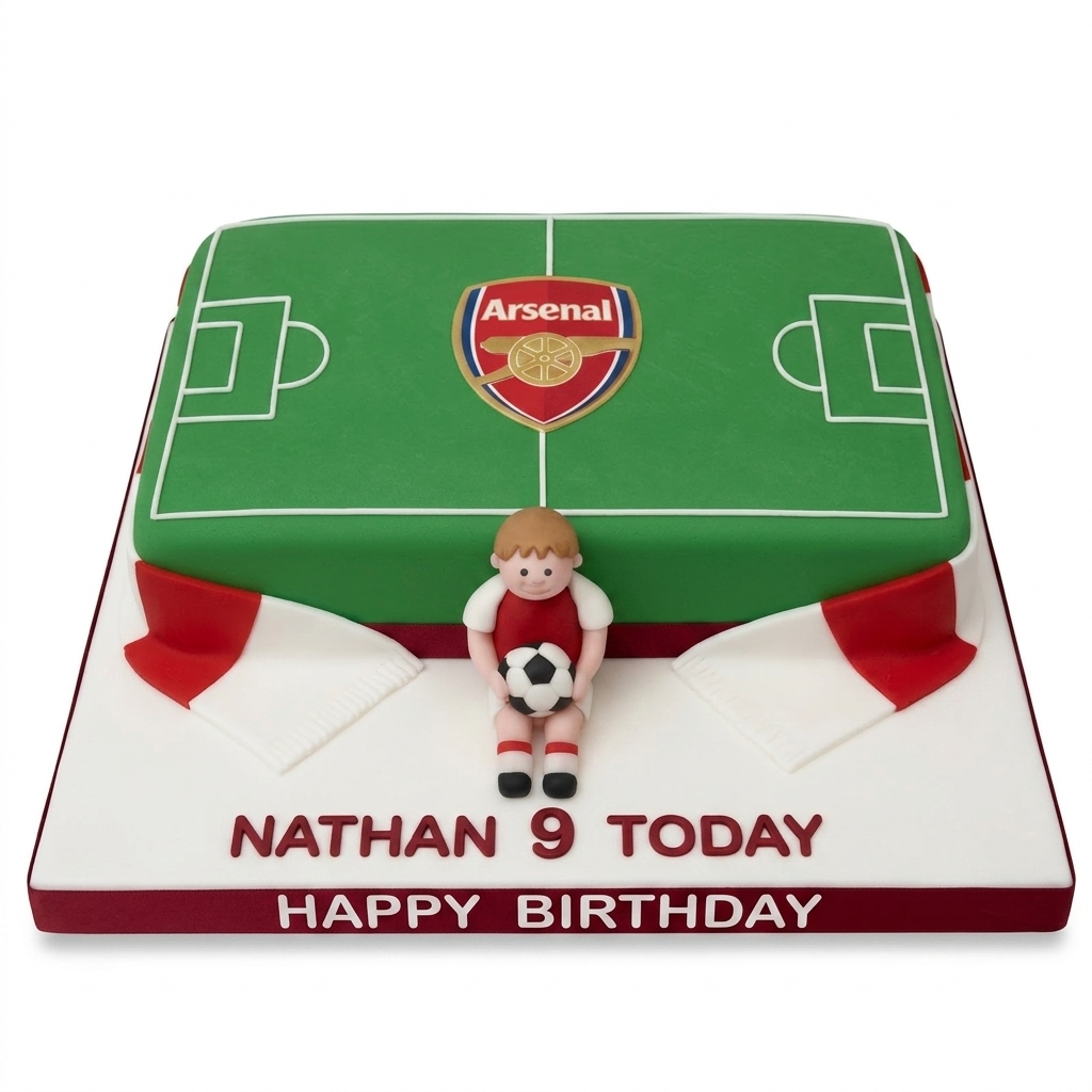 Arsenal Football Pitch Birthday Cake