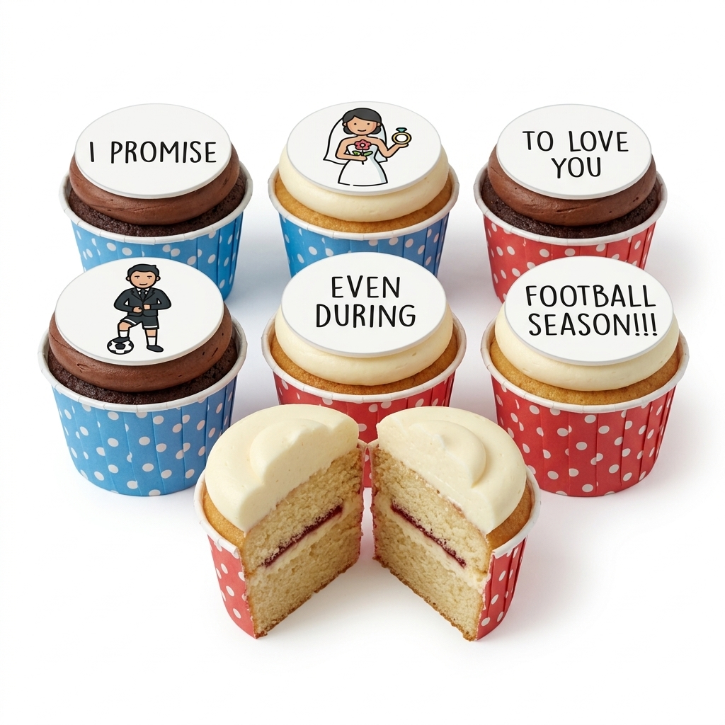 Football Wedding Promise Cupcakes