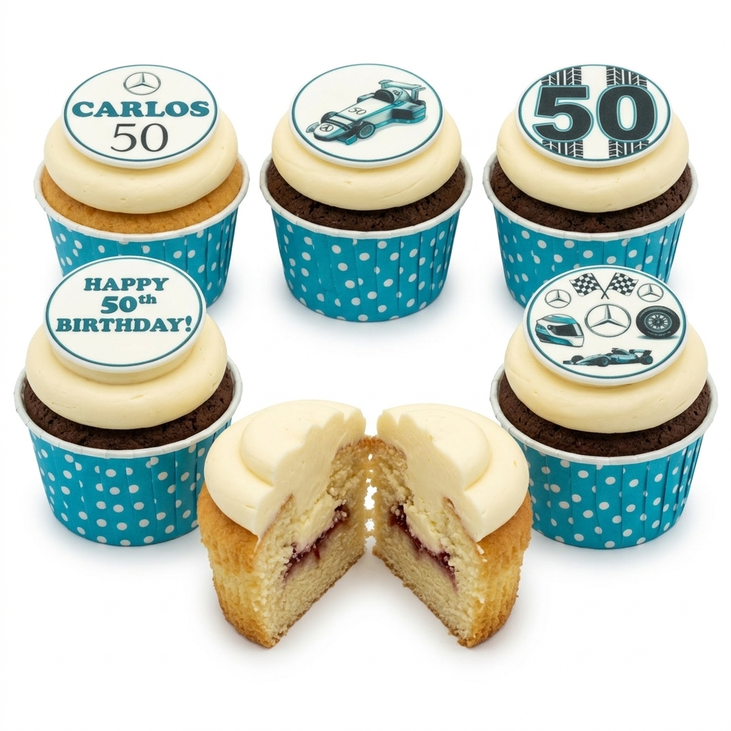 Formula 1 Racing Birthday Cupcakes with Custom Age