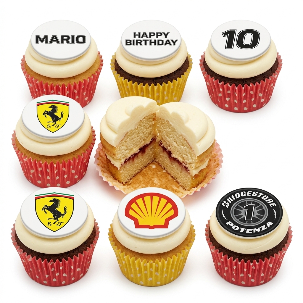 F1 Racing Birthday Cupcakes with Custom Toppers