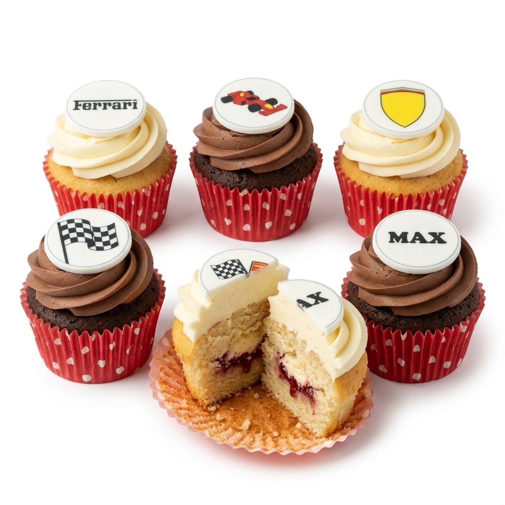 Ferrari Racing Theme Birthday Cupcakes