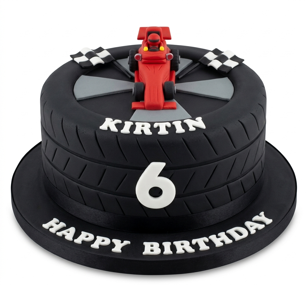 Formula One Racing Car Birthday Cake with Custom Age