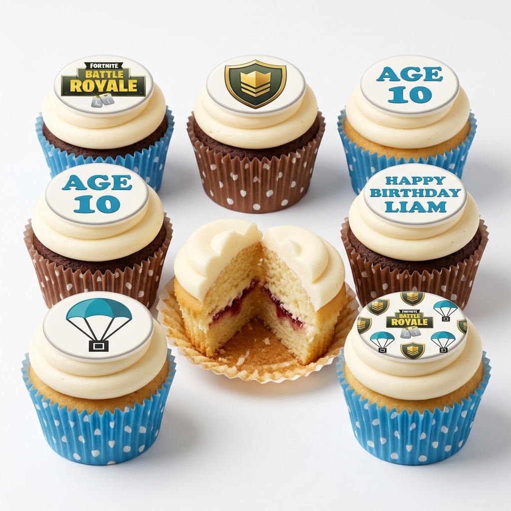 Fortnite Battle Royale Birthday Cupcakes with Custom Age