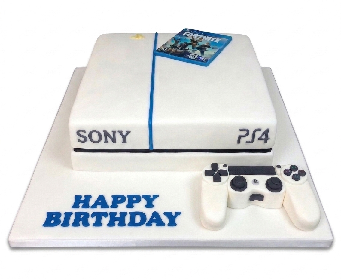 PS4 Gaming Birthday Cake with Fortnite Theme