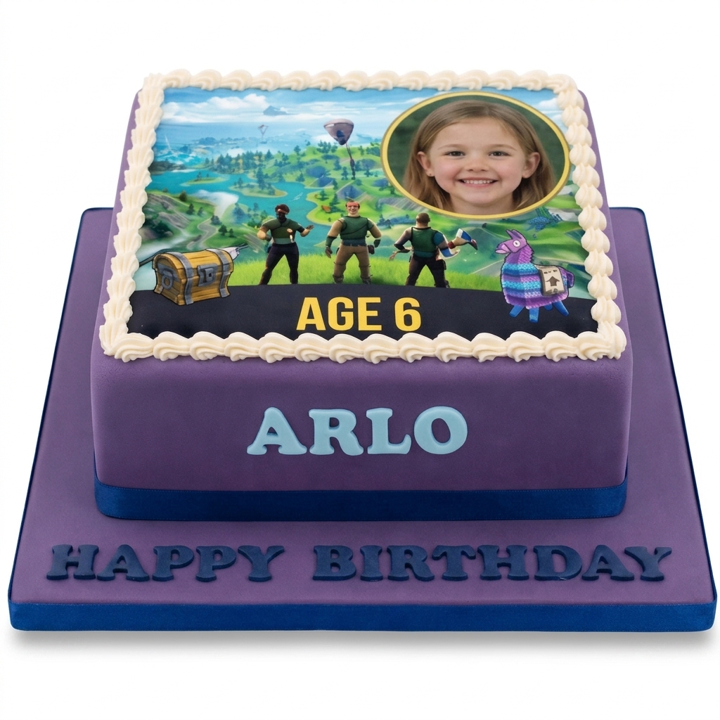 Fortnite Birthday Cake with Photo & Custom Age