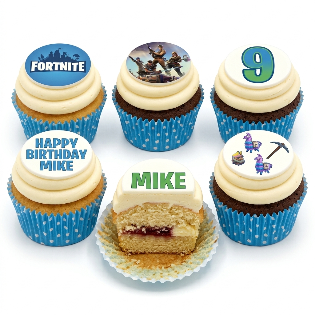 Fortnite Birthday Cupcakes with Custom Age & Name