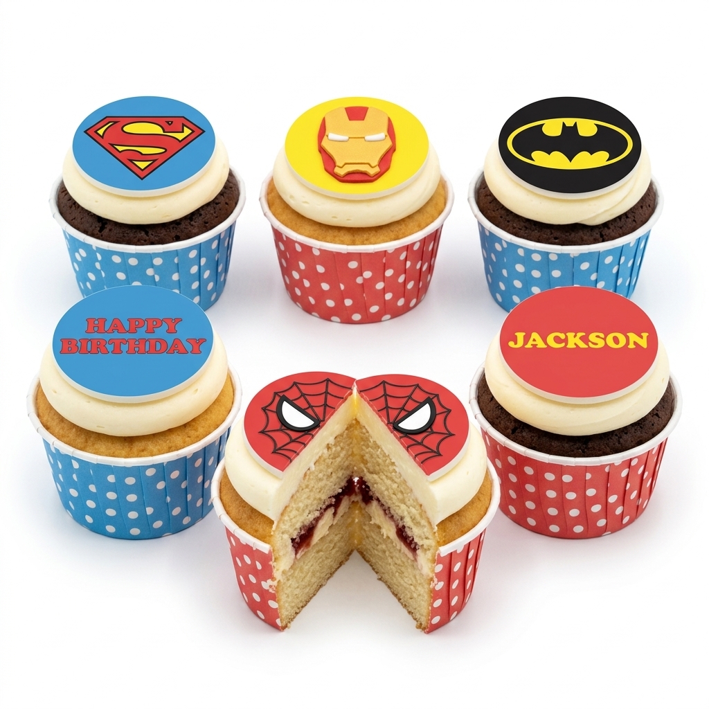 Superhero Birthday Cupcakes