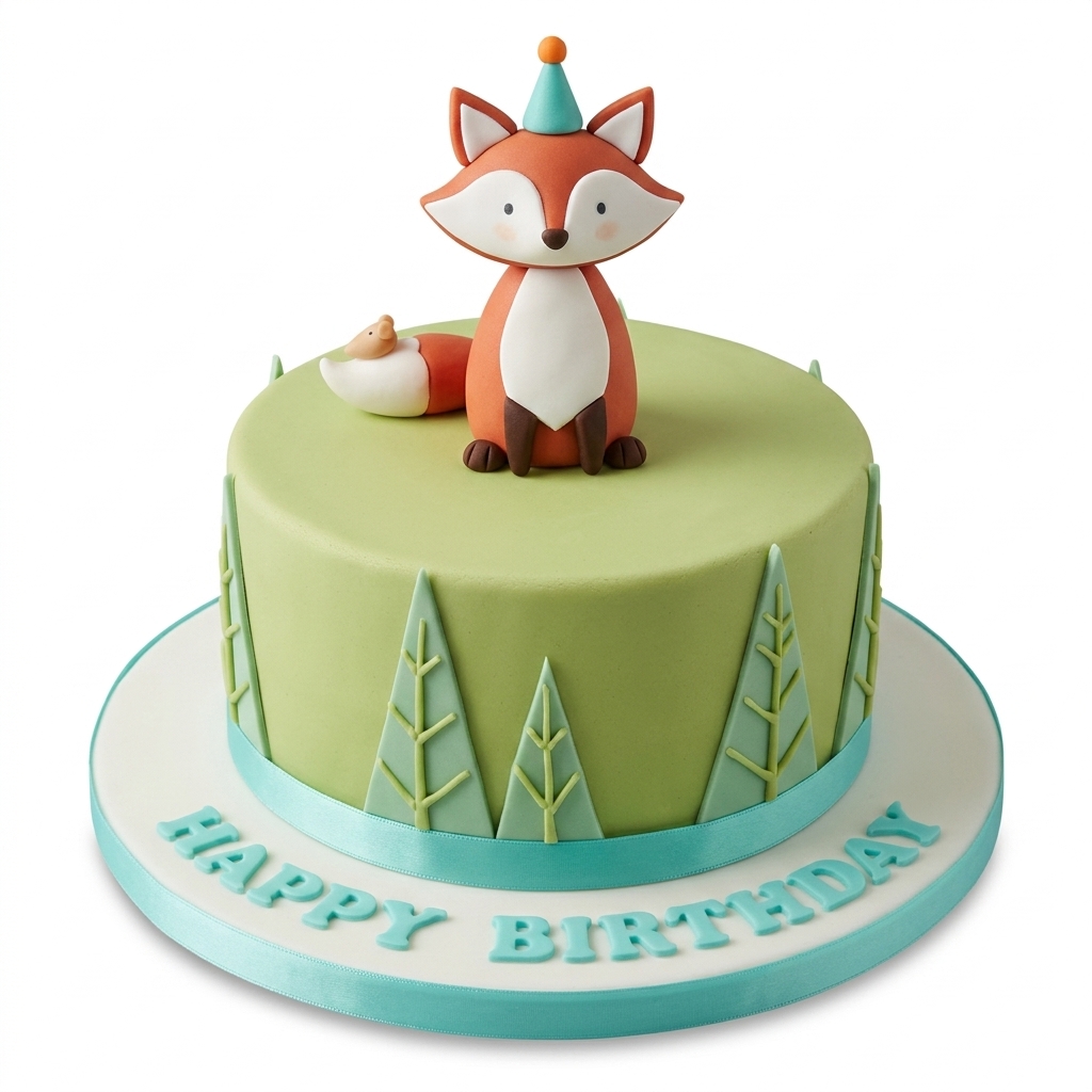 Fox Woodland Kids Birthday Cake