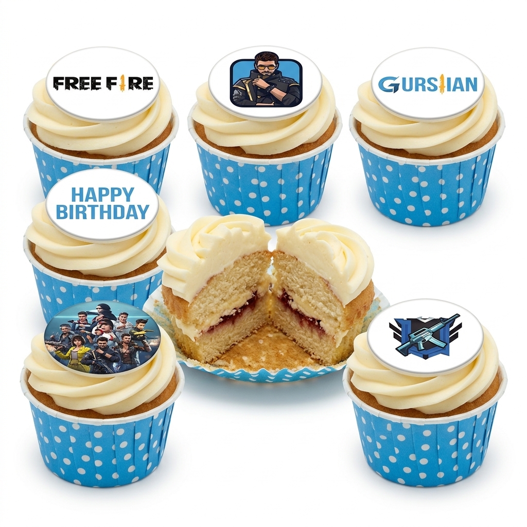 Free Fire Gaming Birthday Cupcakes