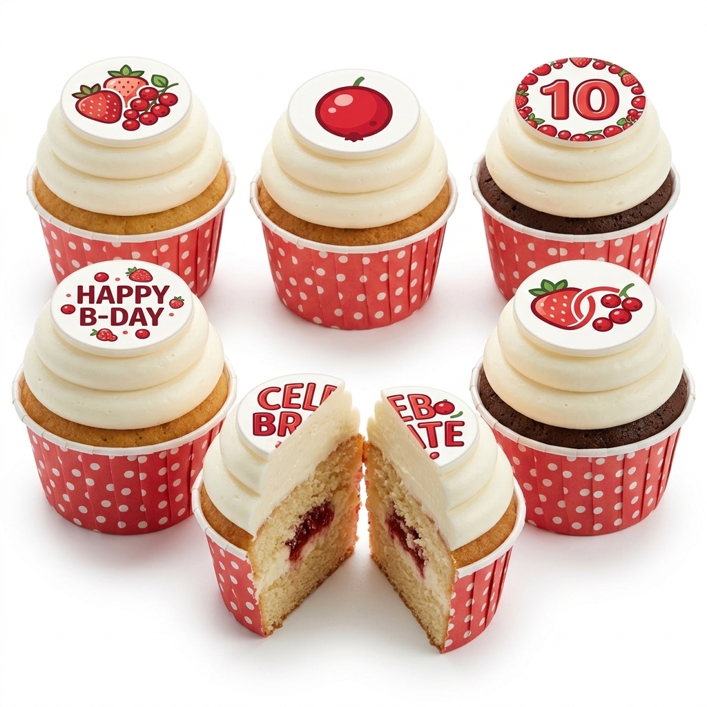 Delicious Fruit Birthday Cupcakes with Custom Age Topper
