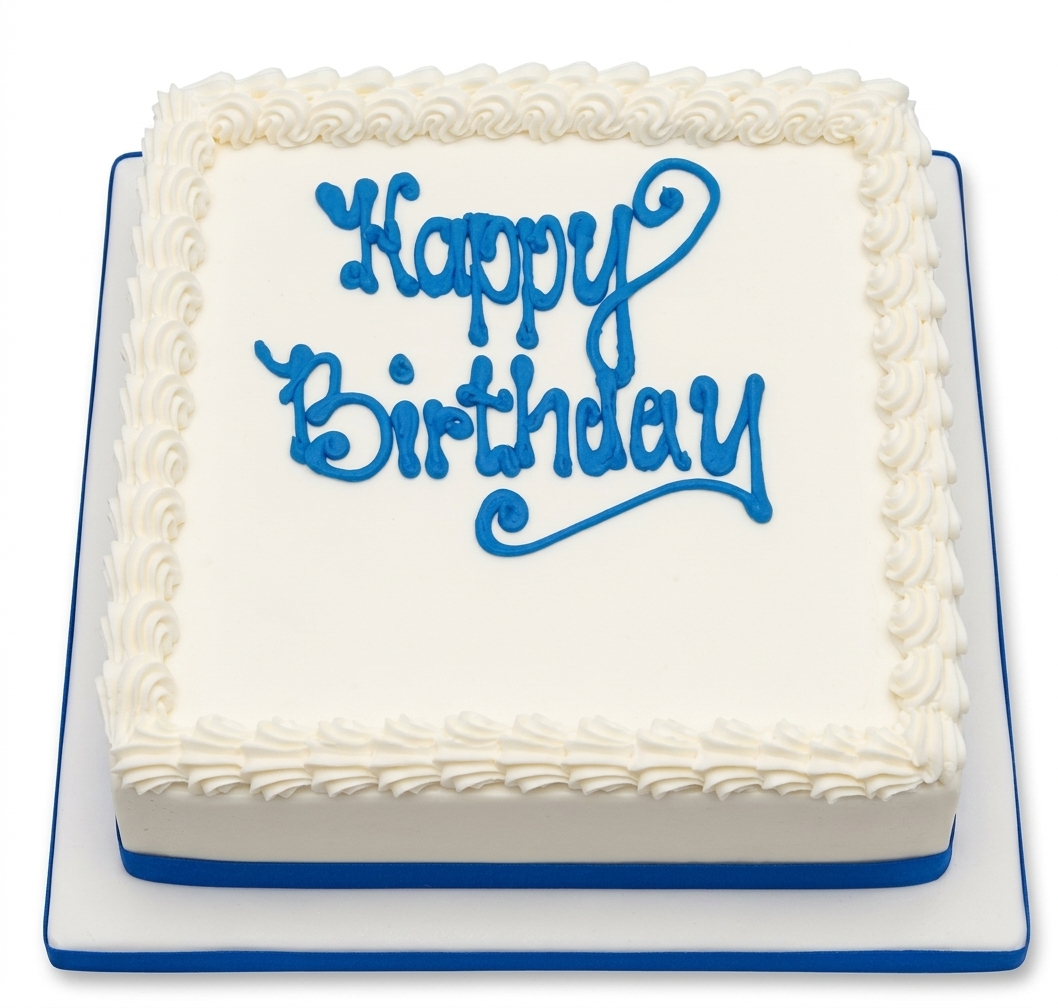 Classic White & Blue Birthday Cake