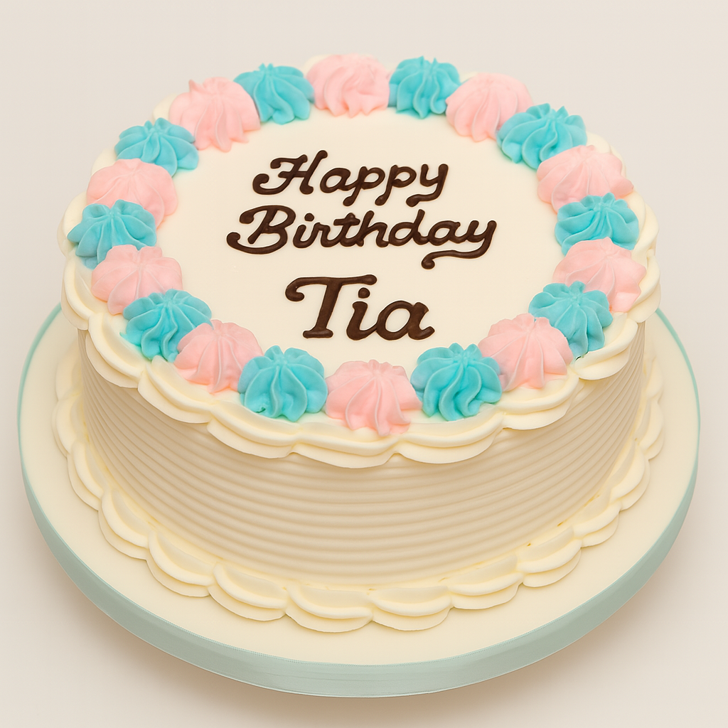 Fresh Cream Birthday Cake With Swirls
