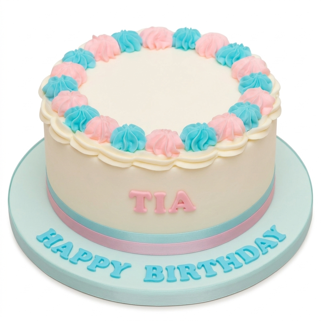 Personalised Pastel Ribbon Birthday Cake