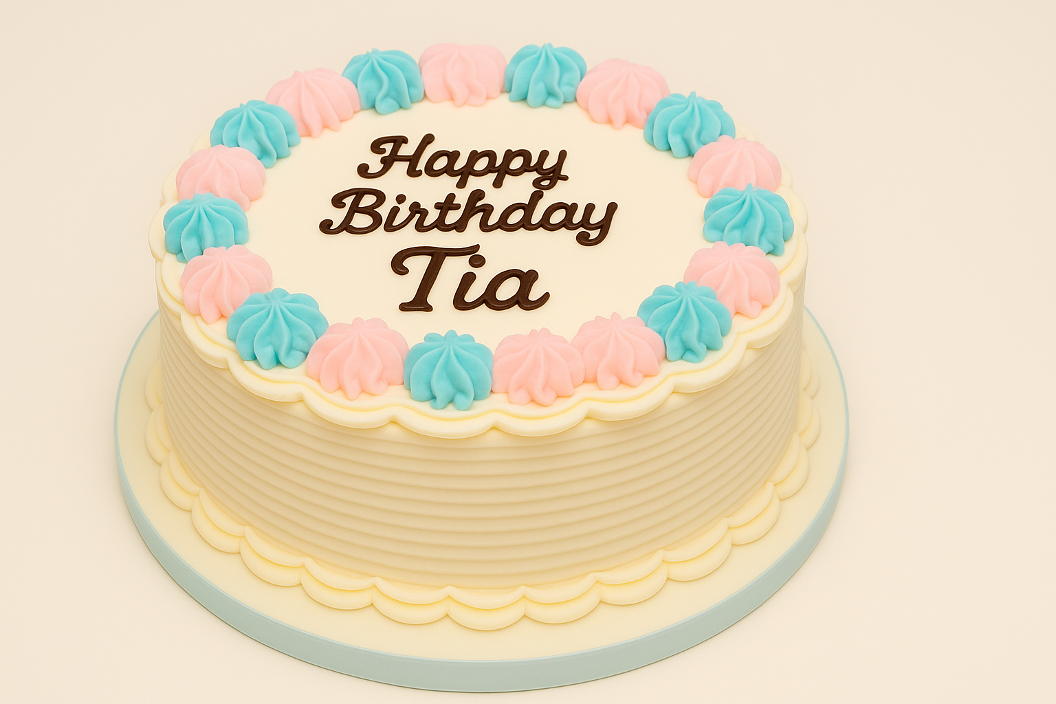 Fresh Cream Birthday Cake With Swirls