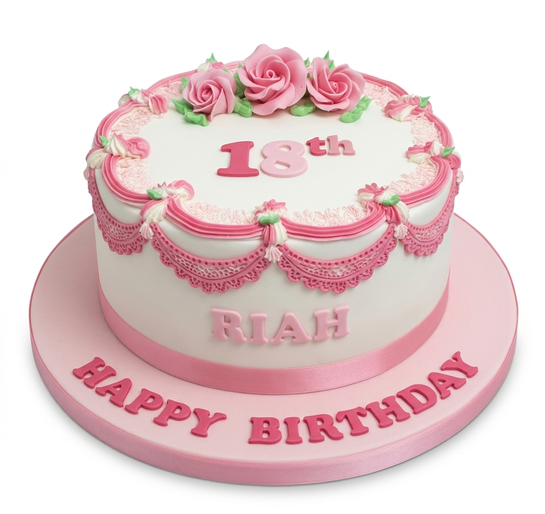Elegant Pink Rose Birthday Cake for Her