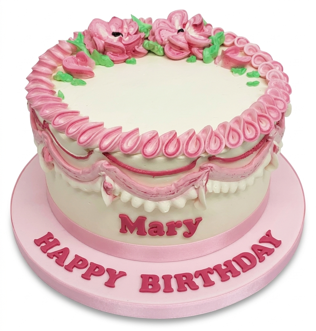 Elegant Pink Floral Birthday Cake