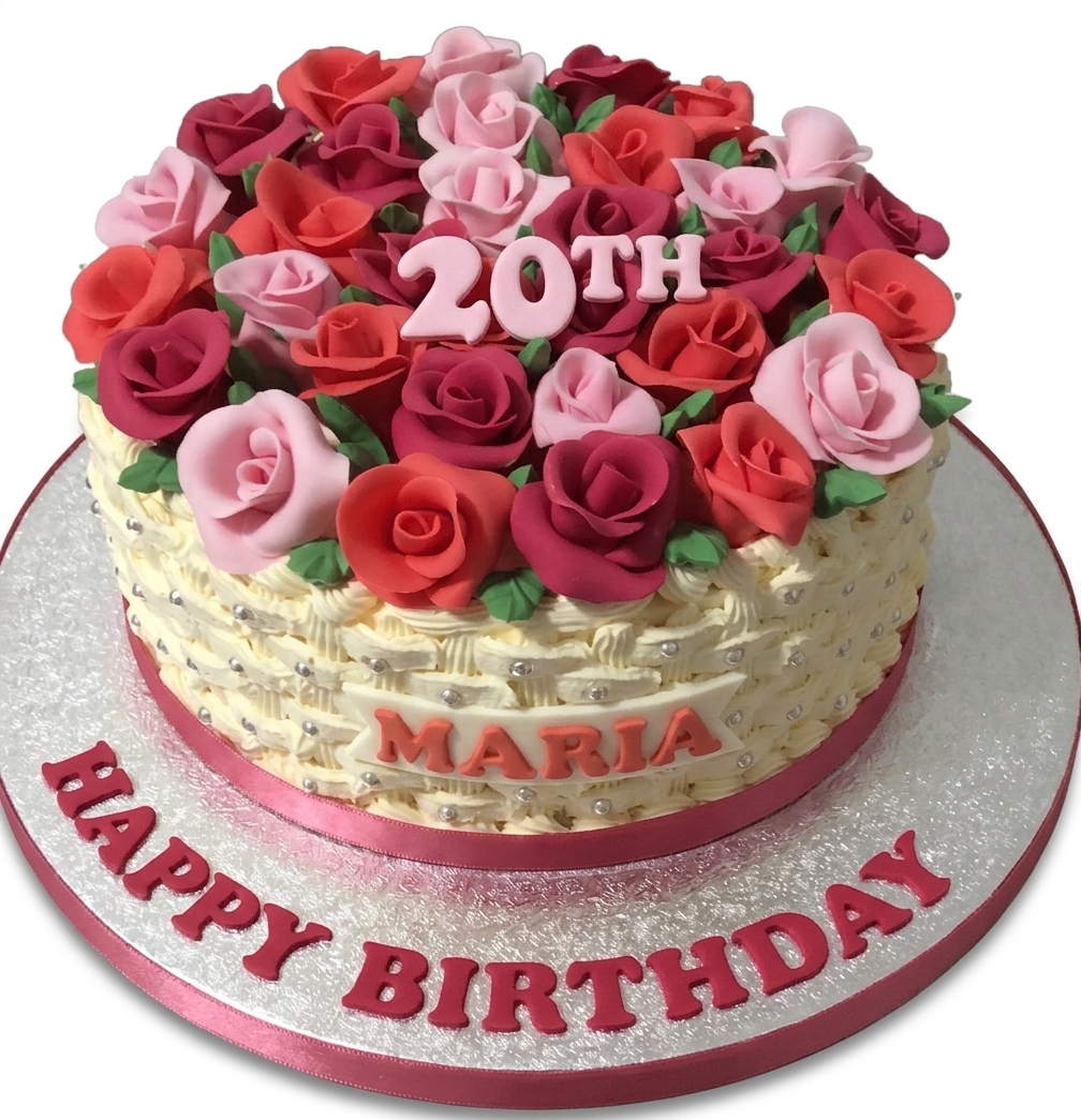 Elegant Floral Birthday Cake for Her with Custom Age
