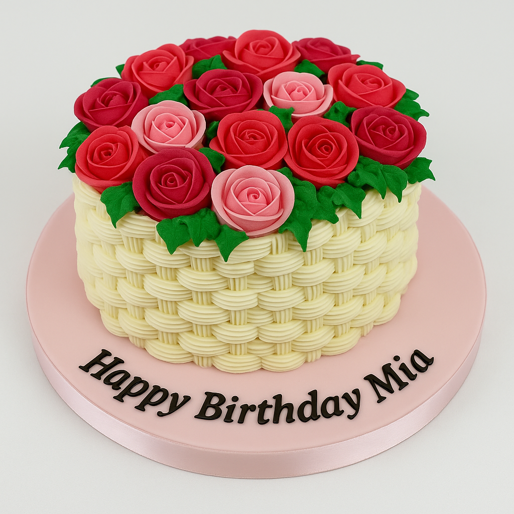Rose Floral Birthday Cake for her