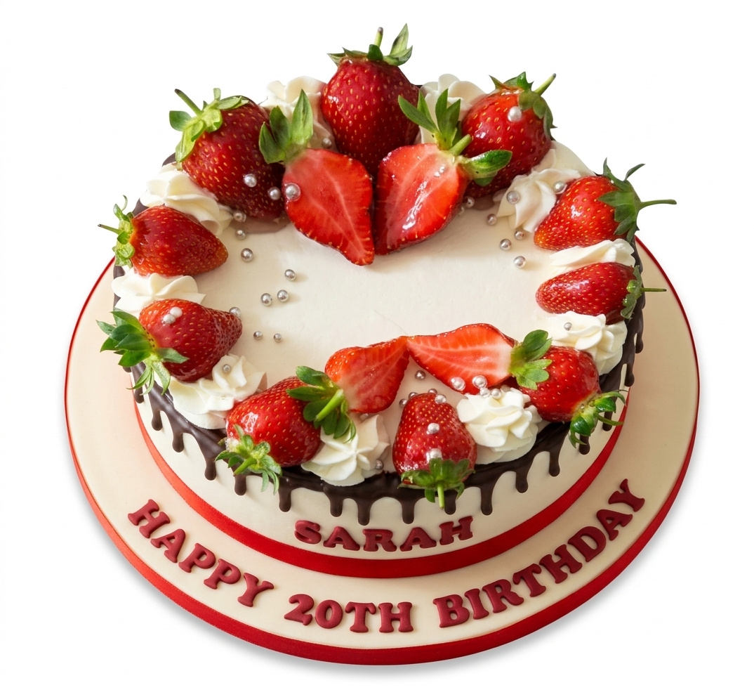 Strawberry Drip Birthday Cake with Fresh Cream